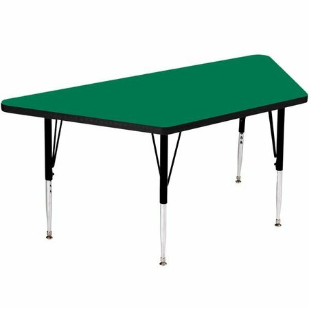 CORRELL 20'' x 46'' Adjustable Height Activity Table, Green Finish, Trapezoid Shape, 19''-29''. 384A2448TR39